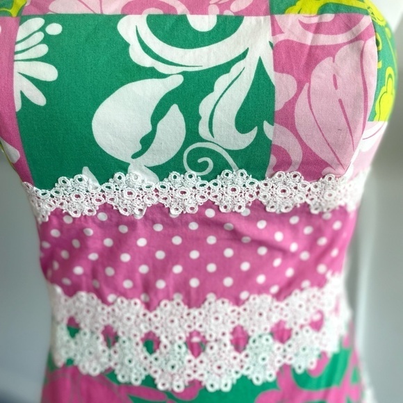LILLY Pulitzer Patch of Paradise Strapless White Label Vintage Dress Size 2 - Picture 6 of 12